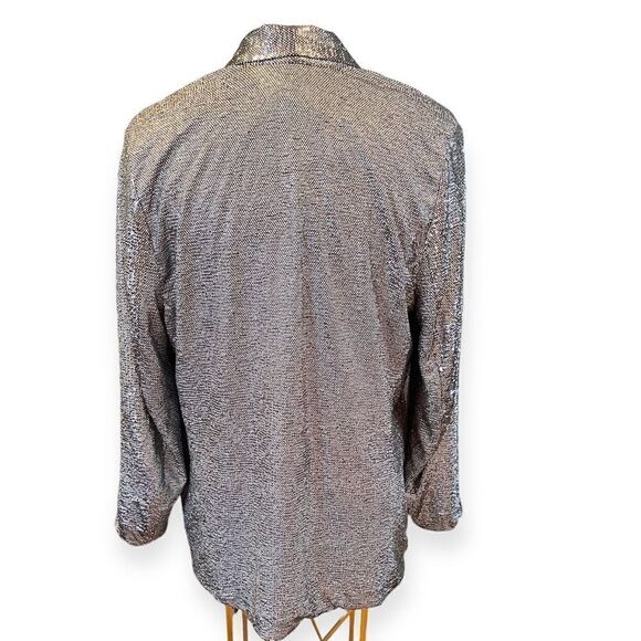Torrid Silver Black Metallic Shawl Collar Lightweight Blazer ProtonType Sz 2X - Picture 2 of 7